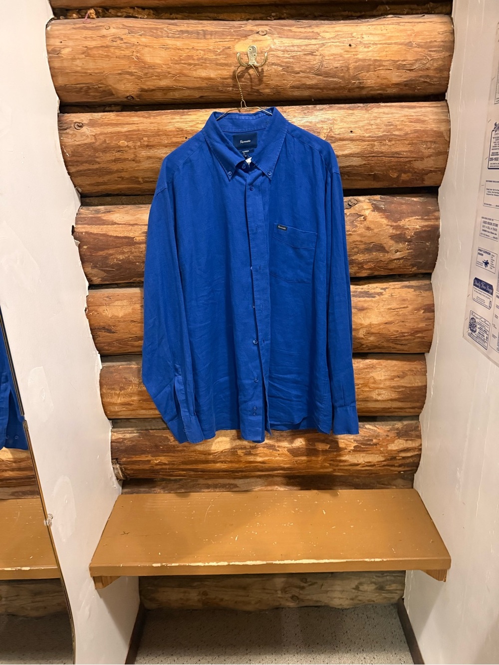 💙Faconnable Classic Men's Button-Down Shirt Royal Blue Casual & Versatile linen